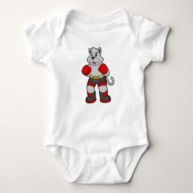 Dog as Boxer with Boxing gloves Baby Bodysuit (Front)