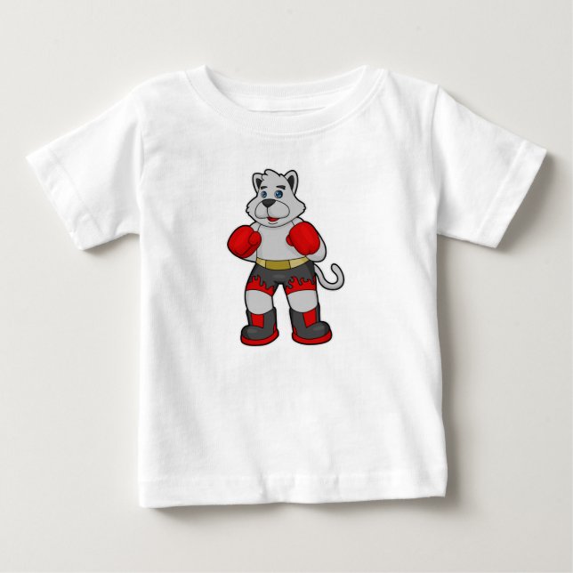 Dog as Boxer with Boxing gloves Baby T-Shirt (Front)