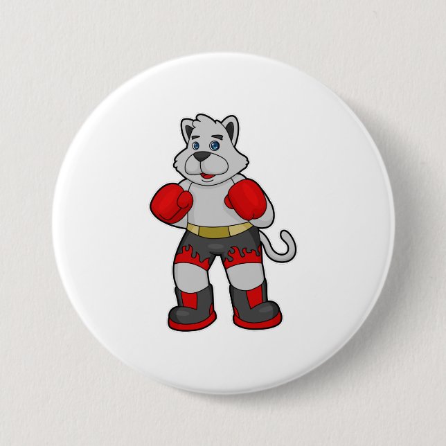 Dog as Boxer with Boxing gloves Button (Front)
