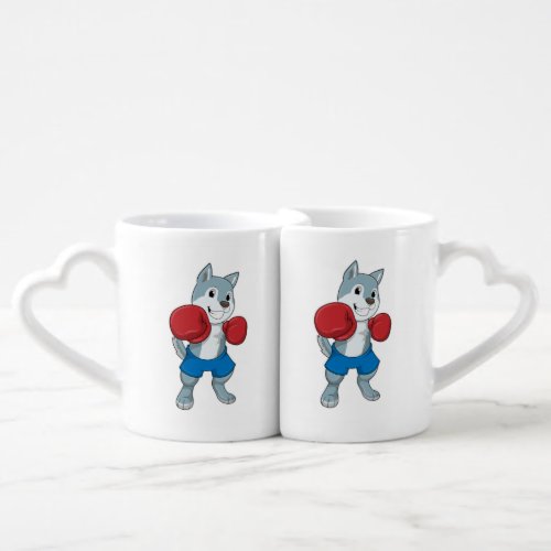 Dog as Boxer with Boxing gloves Coffee Mug Set