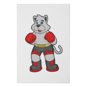 Dog as Boxer with Boxing gloves Faux Canvas Print