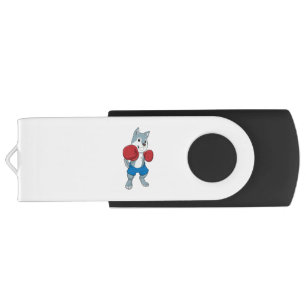 Dog as Boxer with Boxing gloves Flash Drive