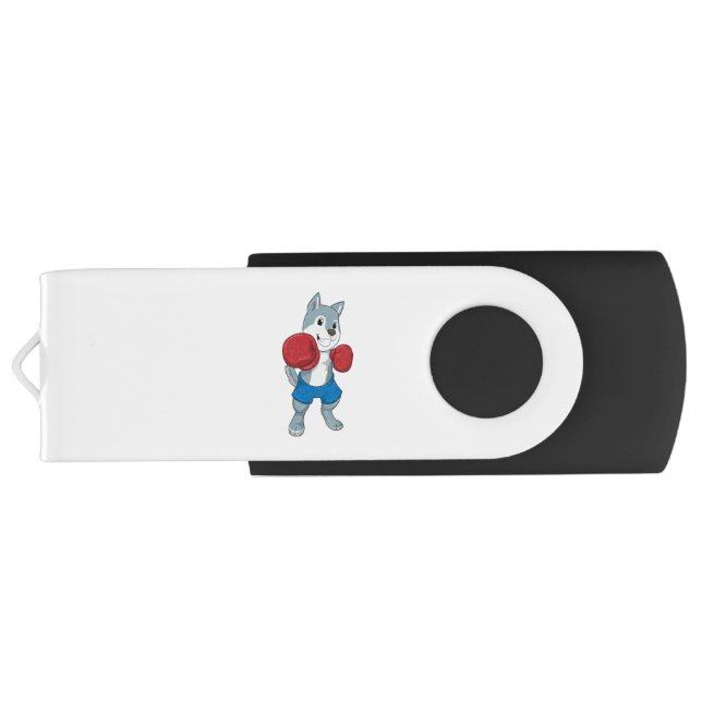 Dog as Boxer with Boxing gloves Flash Drive (Back)