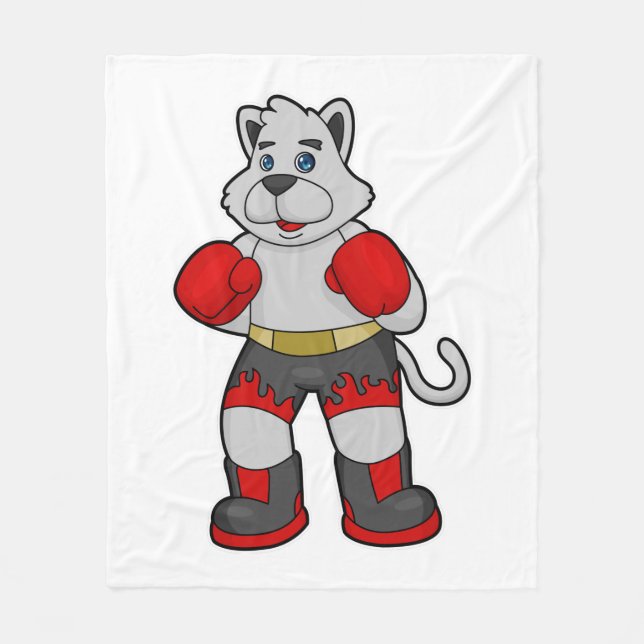 Dog as Boxer with Boxing gloves Fleece Blanket (Front)