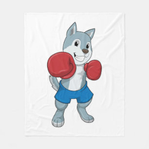Dog as Boxer with Boxing gloves Fleece Blanket