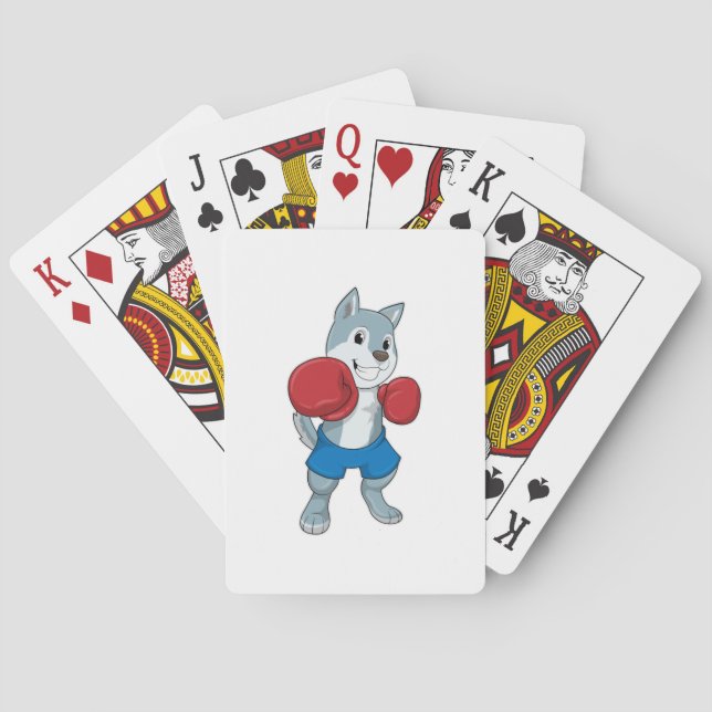 Dog as Boxer with Boxing gloves Poker Cards (Back)