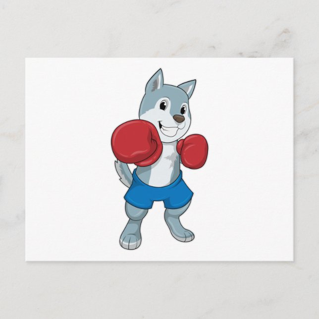 Dog as Boxer with Boxing gloves Postcard (Front)
