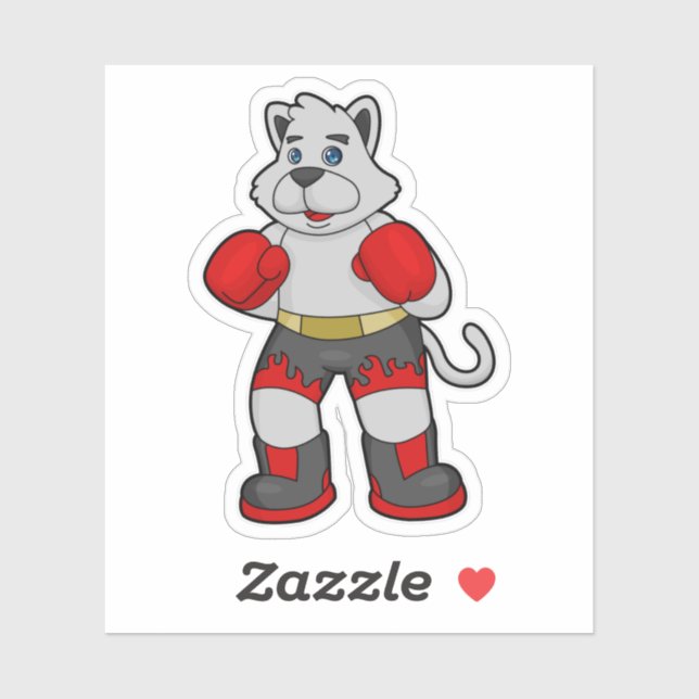 Dog as Boxer with Boxing gloves Sticker (Sheet)