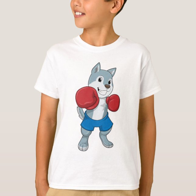 Dog as Boxer with Boxing gloves T-Shirt (Front)
