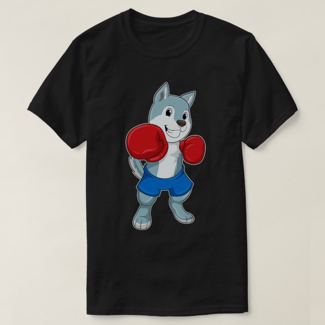 Dog as Boxer with Boxing gloves T-Shirt (Design Front)