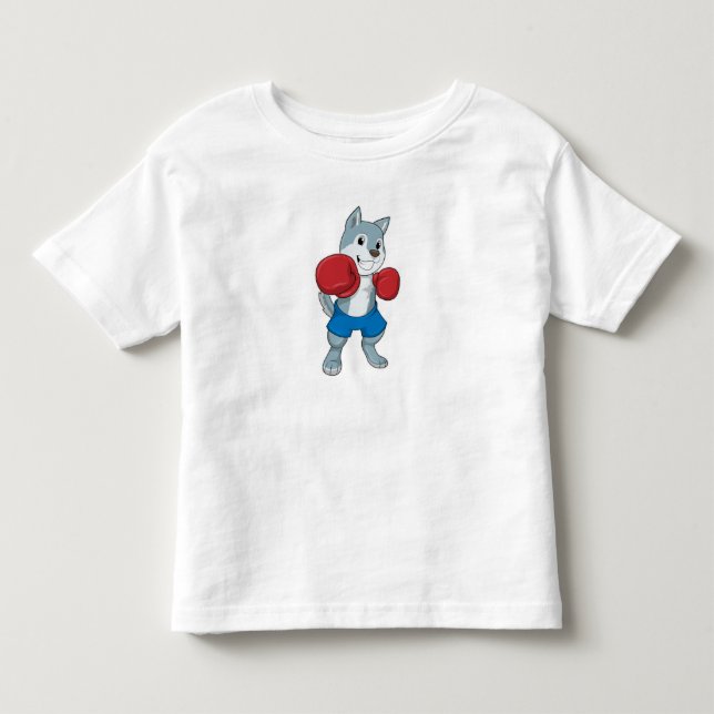 Dog as Boxer with Boxing gloves Toddler T-shirt (Front)