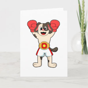 Dog as Boxing champion with Belt & Boxing gloves Card