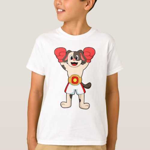 Dog as Boxing champion with Belt  Boxing gloves T_Shirt