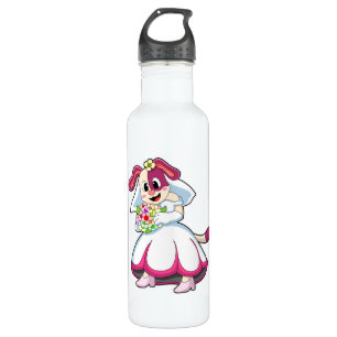 Dog as Bride with Wedding dress & Flowers Stainless Steel Water Bottle