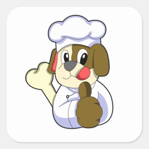 Dog as Chef with Bone Square Sticker