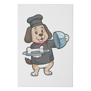 Dog as Chef with Platter & Bones Faux Canvas Print