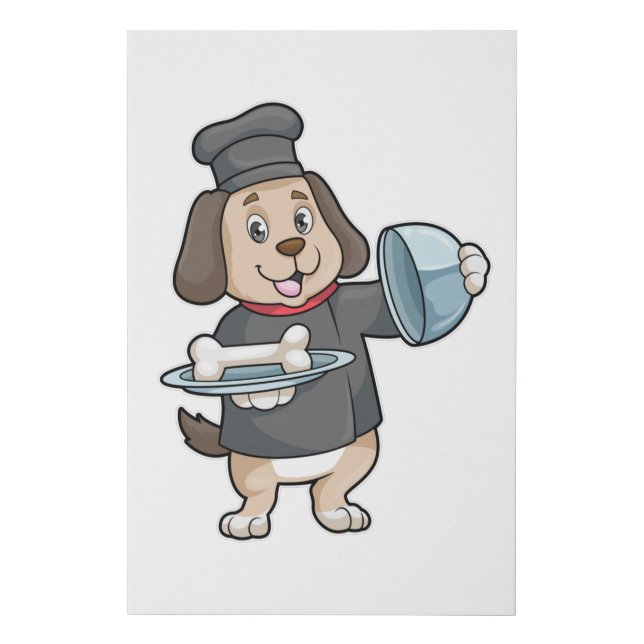 Dog as Chef with Platter & Bones Faux Canvas Print (Front)