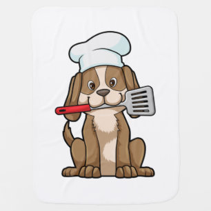 Dog as Cook with Chef's hat & Spatula Baby Blanket