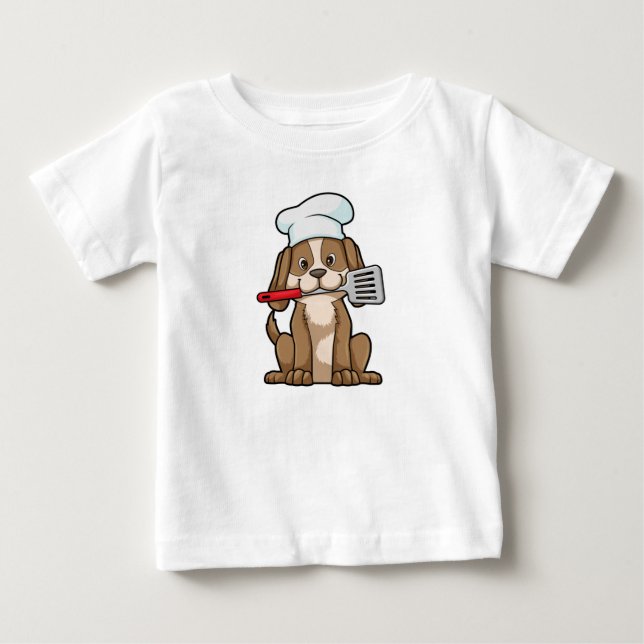 Dog as Cook with Chef's hat & Spatula Baby T-Shirt (Front)