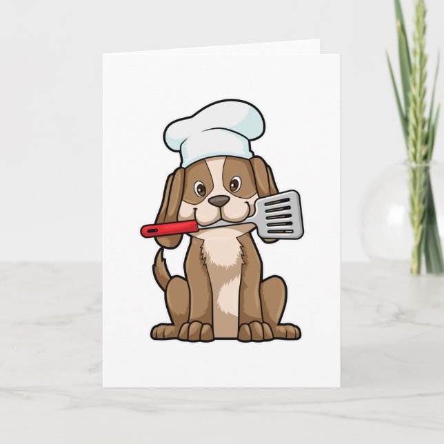 Dog as Cook with Chef's hat & Spatula Card (Front)