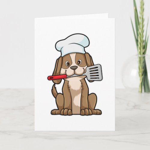 Dog as Cook with Chefs hat  Spatula Card