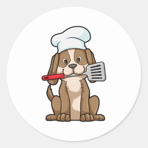 Dog as Cook with Chefs hat  Spatula Classic Round Sticker