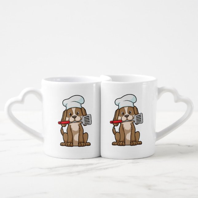 Dog as Cook with Chef's hat & Spatula Coffee Mug Set (Front Nesting)