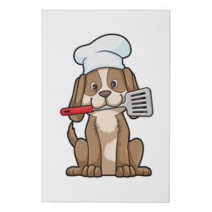 Dog as Cook with Chef's hat & Spatula Faux Canvas Print