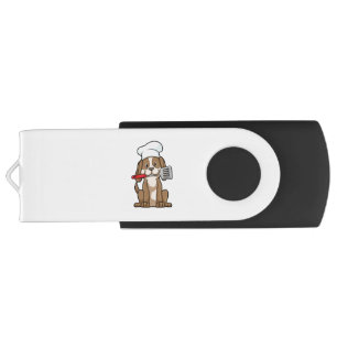 Dog as Cook with Chef's hat & Spatula Flash Drive