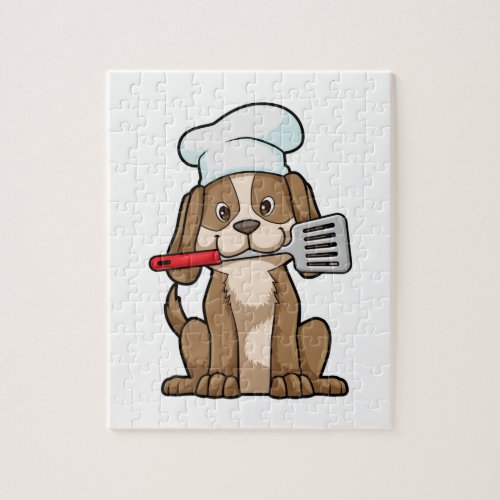 Dog as Cook with Chefs hat  Spatula Jigsaw Puzzle
