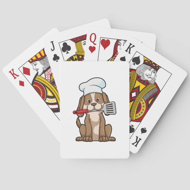 Dog as Cook with Chef's hat & Spatula Poker Cards (Back)