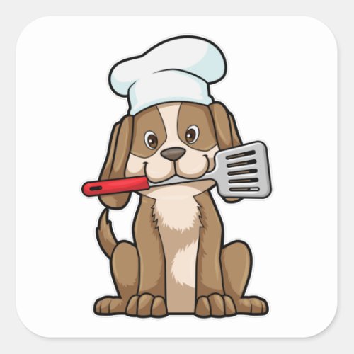 Dog as Cook with Chefs hat  Spatula Square Sticker