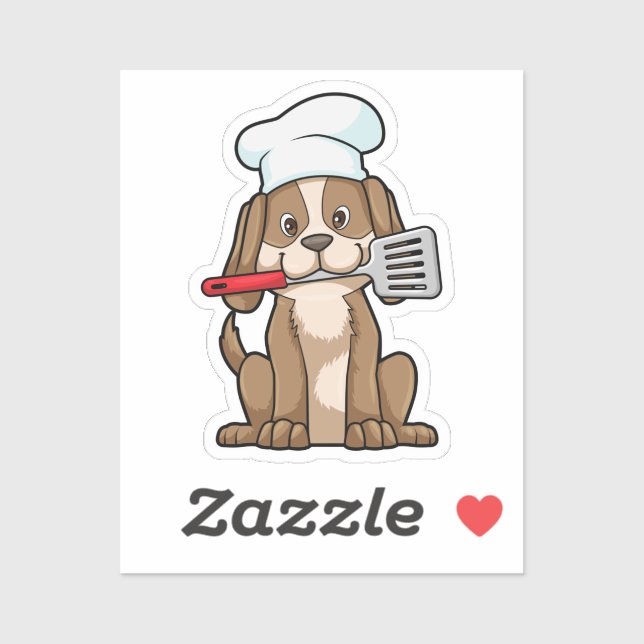 Dog as Cook with Chef's hat & Spatula Sticker (Sheet)
