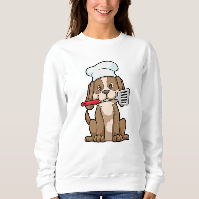 Dog as Cook with Chef's hat & Spatula Sweatshirt (Front)