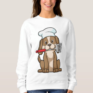 Dog as Cook with Chef's hat & Spatula Sweatshirt