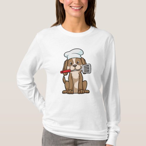 Dog as Cook with Chefs hat  Spatula T_Shirt