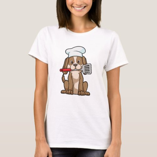 Dog as Cook with Chefs hat  Spatula T_Shirt