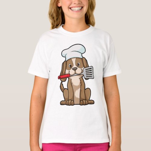 Dog as Cook with Chefs hat  Spatula T_Shirt