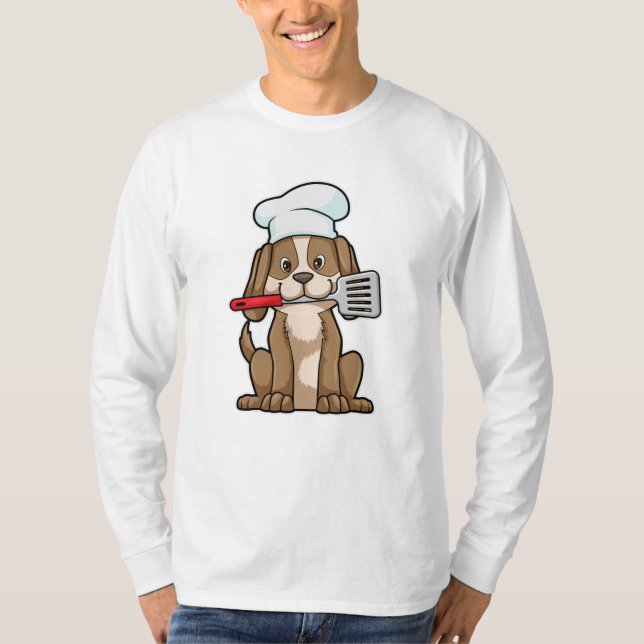 Dog as Cook with Chef's hat & Spatula T-Shirt (Front)