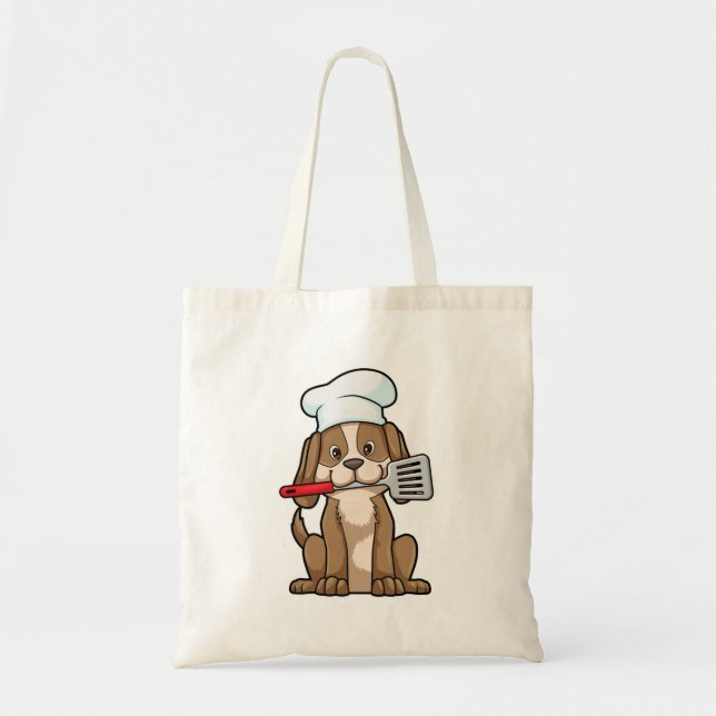 Dog as Cook with Chef's hat & Spatula Tote Bag (Front)