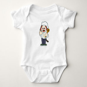 Dog as Cook with Wooden spoon & Cooking apron Baby Bodysuit
