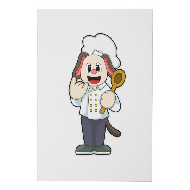 Dog as Cook with Wooden spoon & Cooking apron Faux Canvas Print (Front)