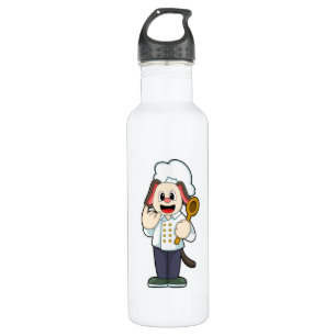 Dog as Cook with Wooden spoon & Cooking apron Stainless Steel Water Bottle