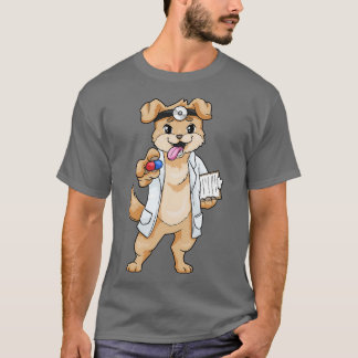 Dog as doctor with pills and notepad T-Shirt