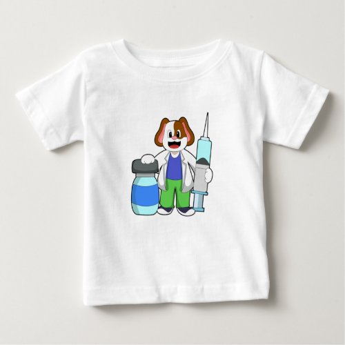 Dog as Doctor with Syringe Baby T_Shirt