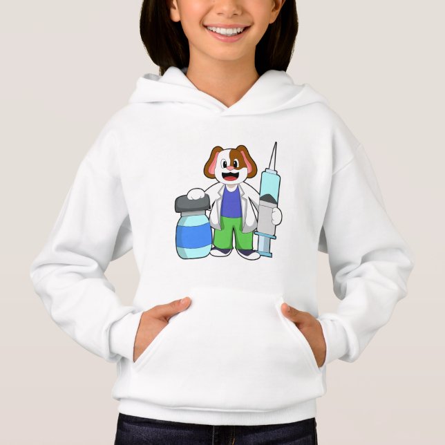 Dog as Doctor with Syringe Hoodie (Front)