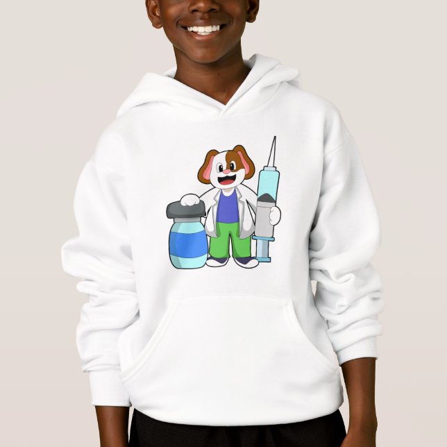 Dog as Doctor with Syringe Hoodie (Front)