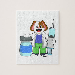 Dog as Doctor with Syringe Jigsaw Puzzle