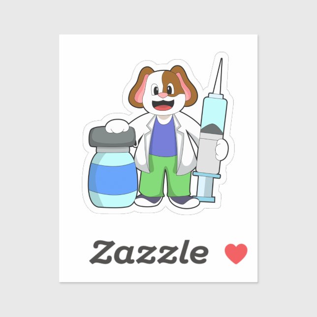 Dog as Doctor with Syringe Sticker (Sheet)