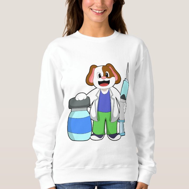 Dog as Doctor with Syringe Sweatshirt (Front)